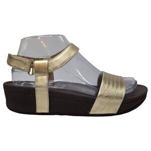 FitFlop Nova Dress Sandals Womens Womens Gold Metallic Snake Embossed Size 7
